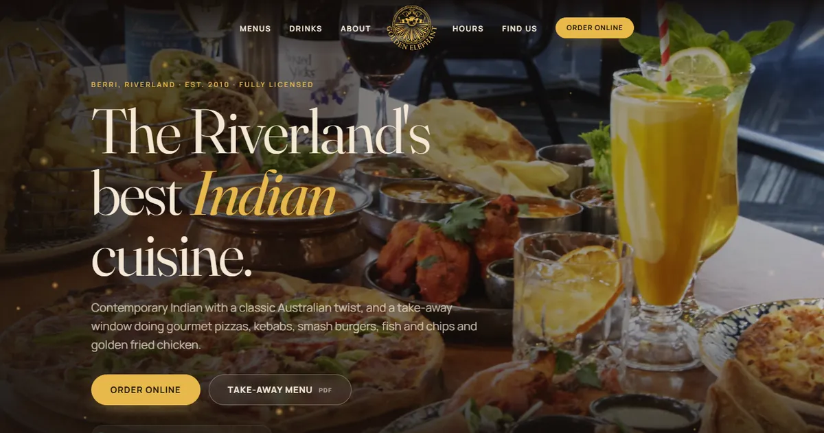 The Golden Elephant restaurant website
