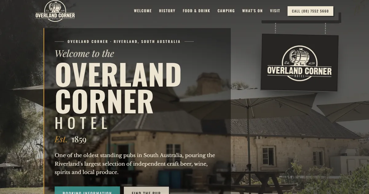 Overland Corner Hotel website